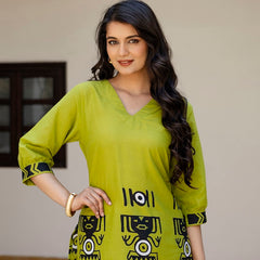 Parrot Green Cotton Co-ord Set for Women