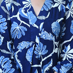 Casual & Comfortable Blue Printed Dress for Women with Pocket