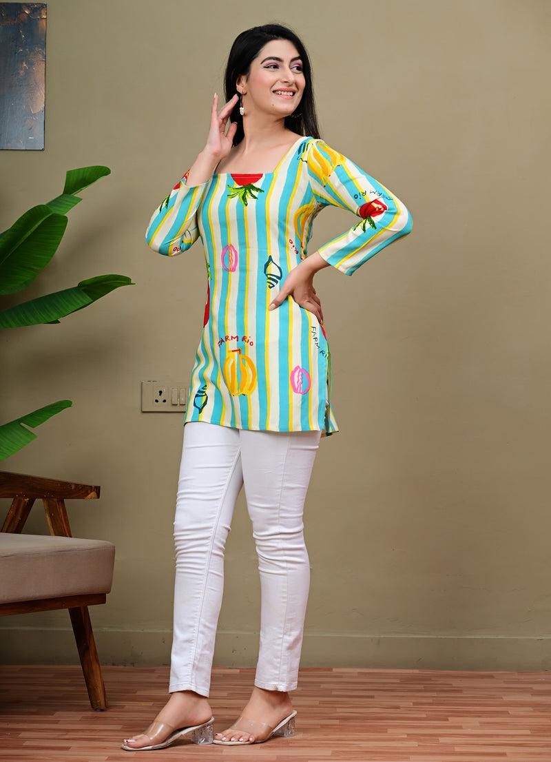 Short Length Full-sleeve Kurti with Corset Back Dori