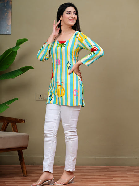 Short Length Full-sleeve Kurti with Corset Back Dori