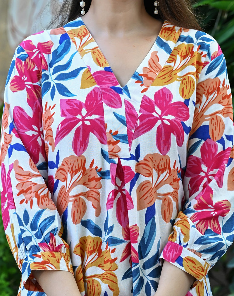 Casual & Comfortable Multicolored Printed Dress for Women with Pocket