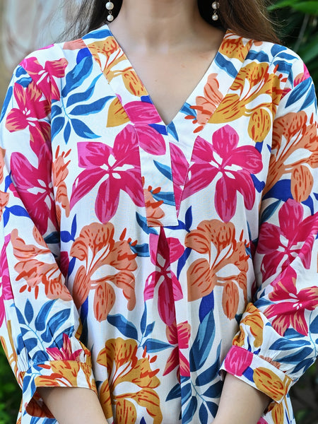 Casual & Comfortable Multicolored Printed Dress for Women with Pocket