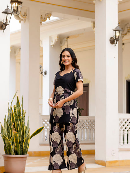 Trendy Printed Coord Set with Short Kurti and Palazzo