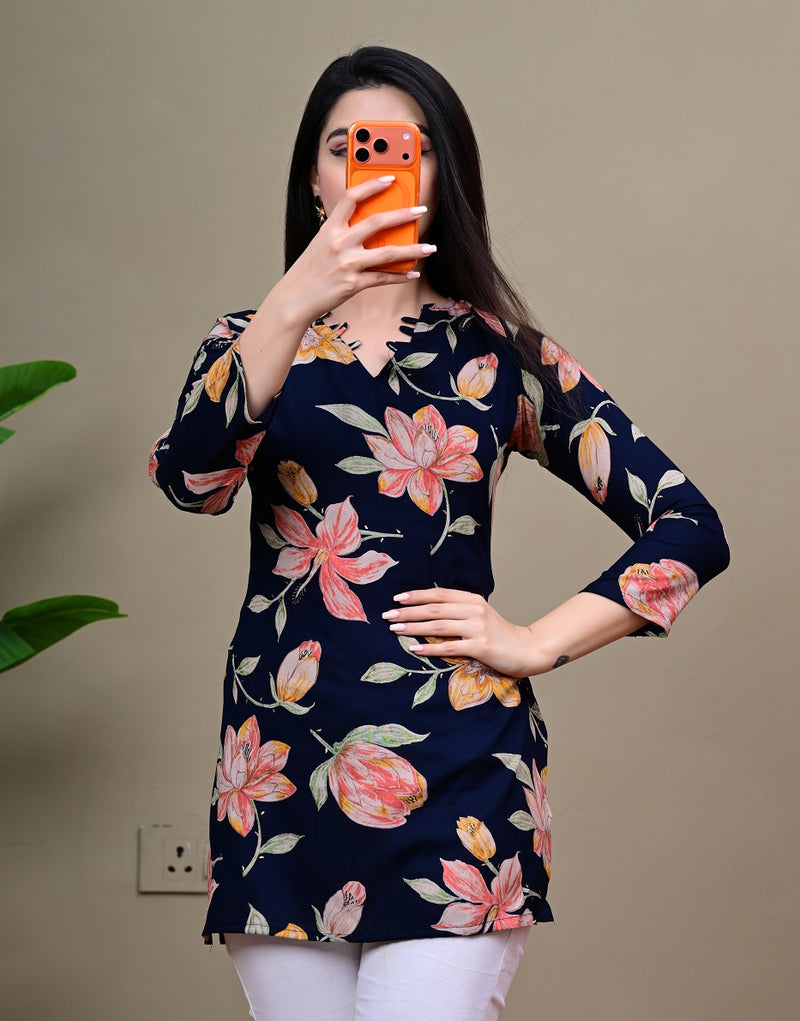 Short Length Full-sleeve Kurti with Corset Back Dori