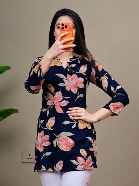 Short Length Full-sleeve Kurti with Corset Back Dori