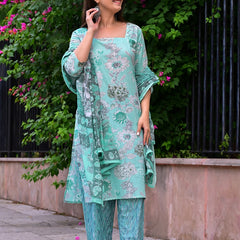 Classic Printed Pure Cotton Kurta, Palazzo and Dupatta Set for Festive wear