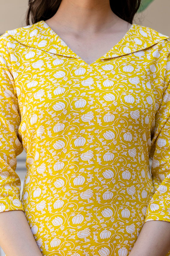 Yellow Printed Co-ord Set for Women