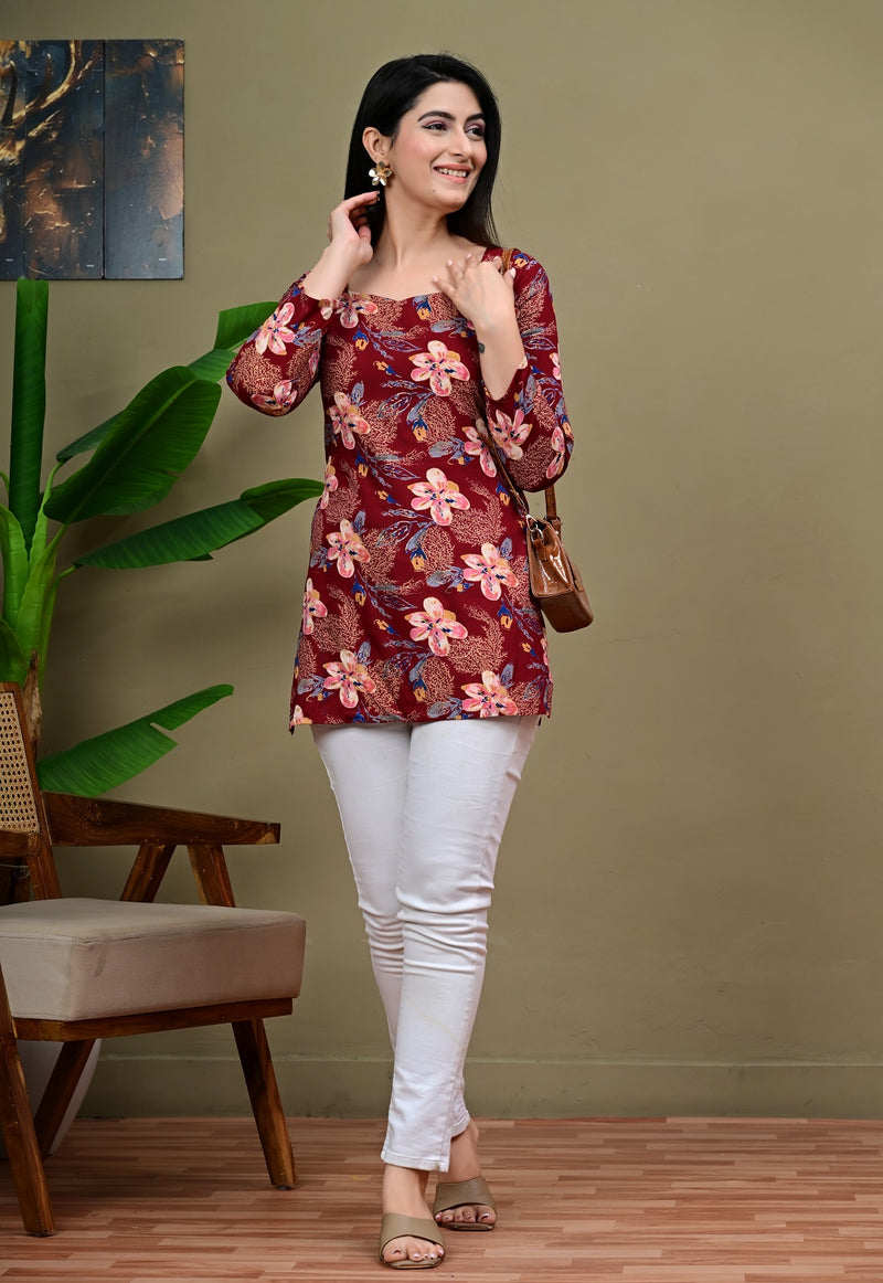 Short Length Full-sleeve Kurti with Corset Back Dori