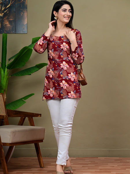 Short Length Full-sleeve Kurti with Corset Back Dori