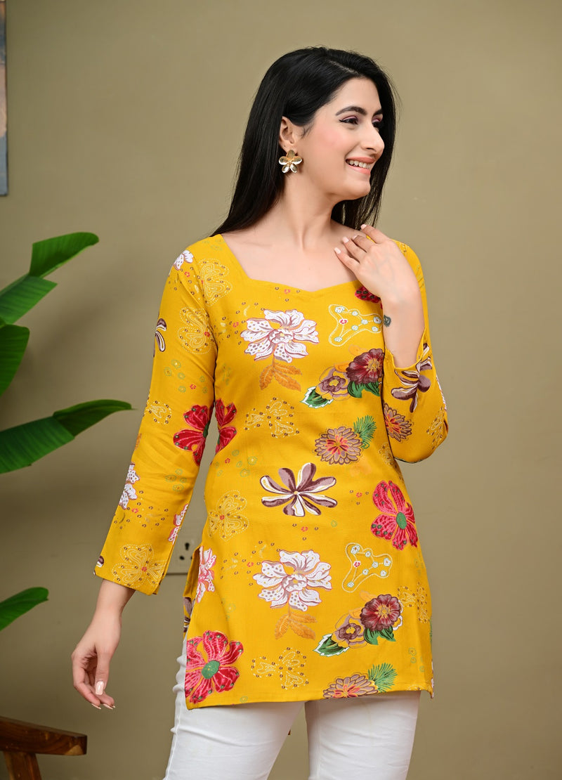 Short Length Full-sleeve Kurti with Corset Back Dori