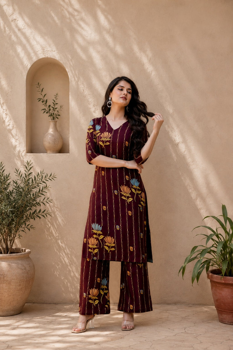 Classic Printed Coord Set for Daily and Casual Wear