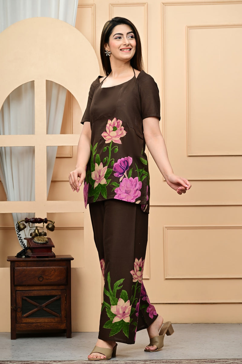 Trendy Printed Coord Set with Short Kurti and Palazzo