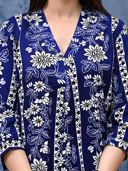 Casual & Comfortable Blue Printed Dress for Women with Pocket