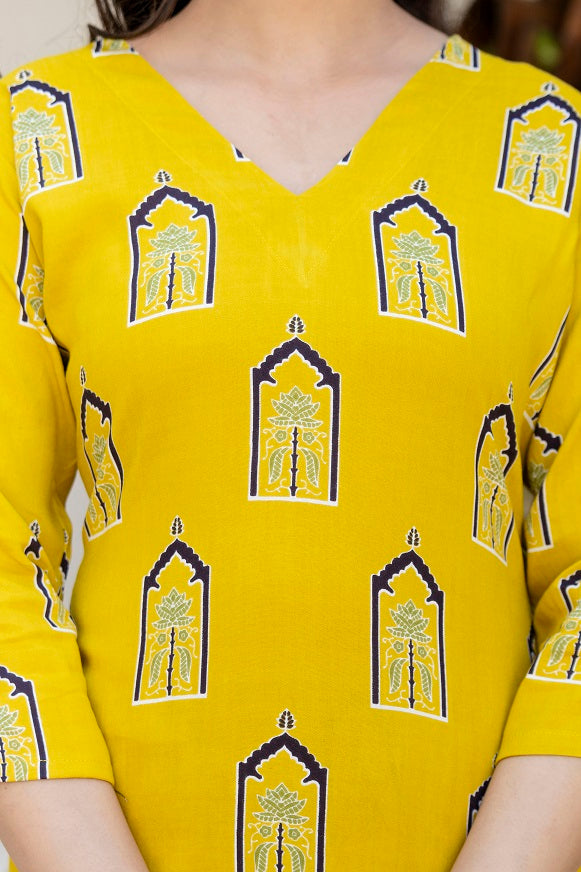 Yellow Printed Co-ord Set for Women