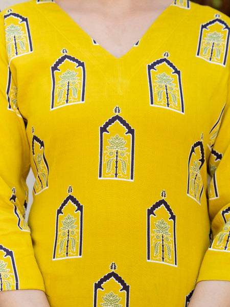 Yellow Printed Co-ord Set for Women