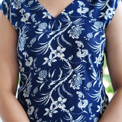 Bold Floral Print Sleeveless Kurta Set with Dupatta