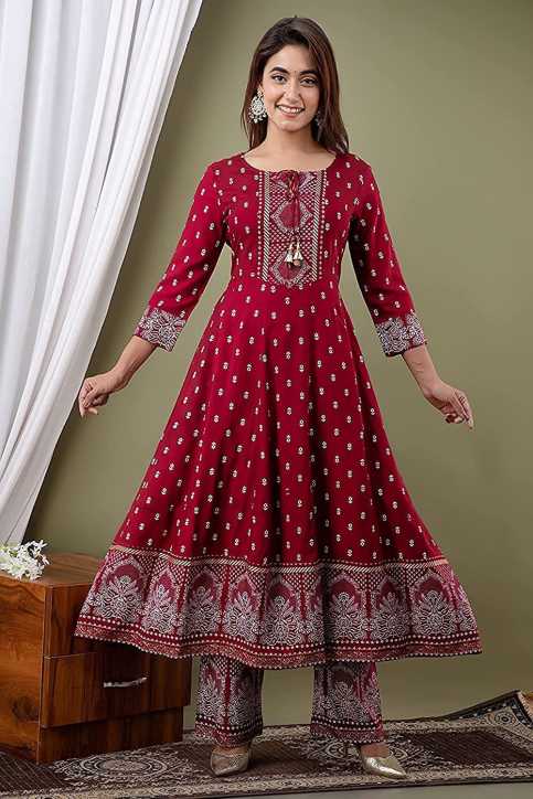 Rich Maroon Traditional Suit Set for Women with Dupatta & Pant Included