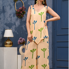 Bold Floral Print Shoulder Straps Coord Set