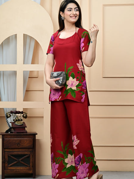 Trendy Printed Coord Set with Short Kurti and Palazzo