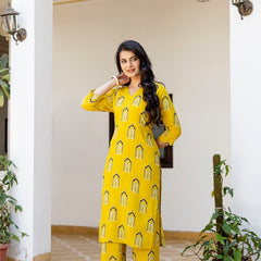 Yellow Printed Co-ord Set for Women