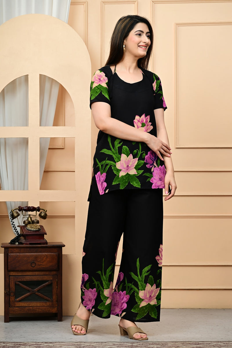Trendy Printed Coord Set with Short Kurti and Palazzo
