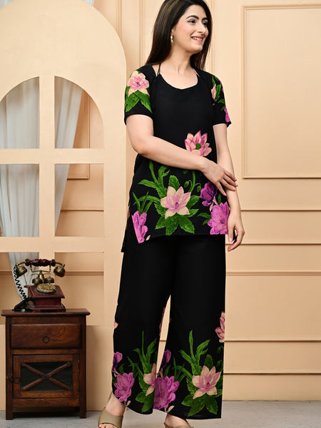 Trendy Printed Coord Set with Short Kurti and Palazzo