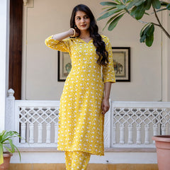 Yellow Printed Co-ord Set for Women