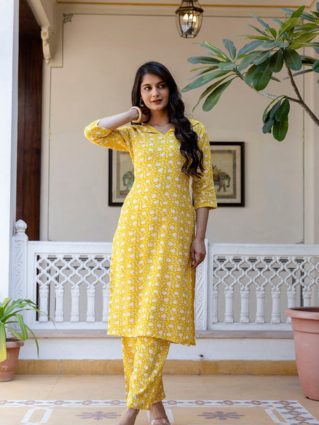 Yellow Printed Co-ord Set for Women