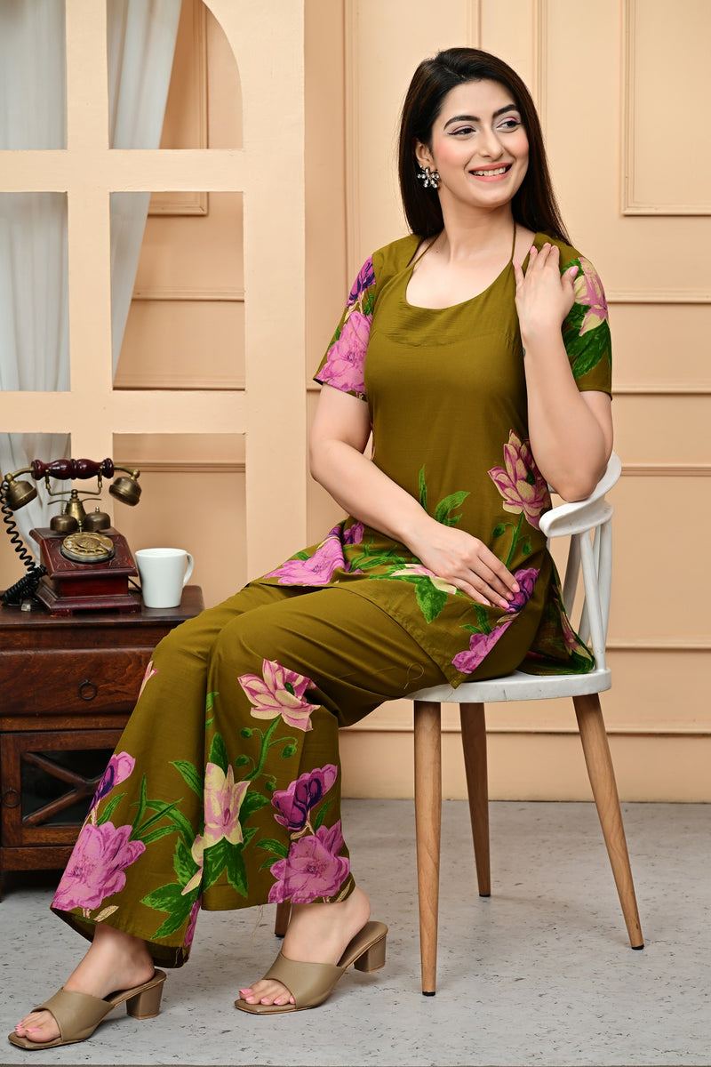 Trendy Printed Coord Set with Short Kurti and Palazzo
