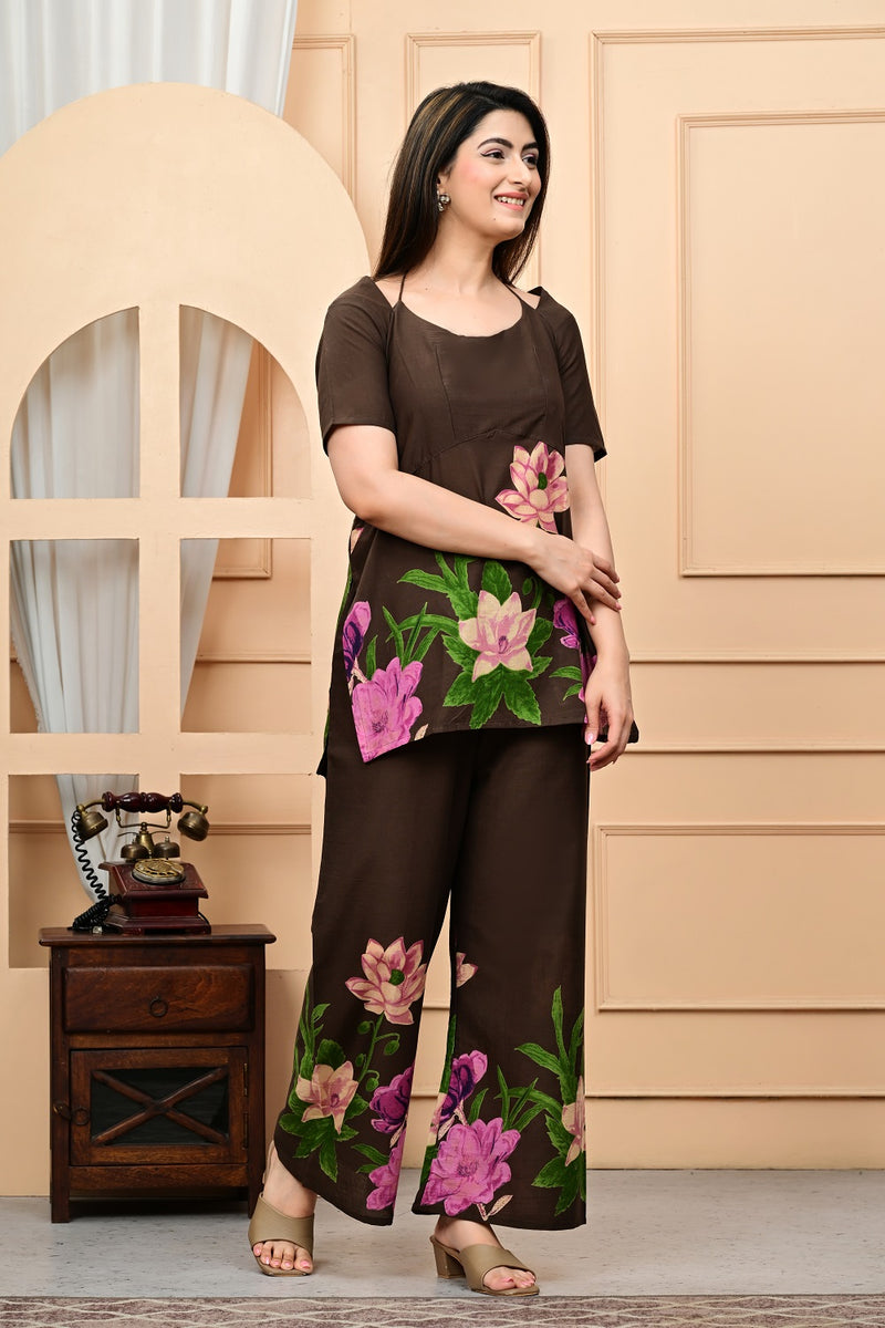 Trendy Printed Coord Set with Short Kurti and Palazzo