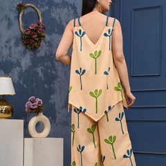 Bold Floral Print Shoulder Straps Coord Set