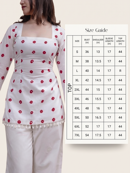 White Red Dot Print Kurti